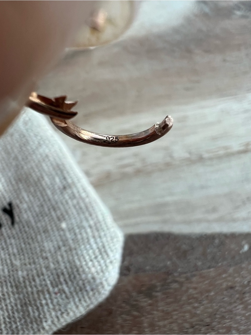 NWT Harmony Jewelry & Co Rose Gold Vermeil Mini Hoop Earrings - Picture 2 of 2